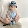 Baby onesie full moon summer thin baby summer sleeveless super cute cute khaki hundred days outwear crawling suit