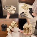2025 new women's closed-toe slippers - summer outdoor wear, bow-embellished fashion sandals, trendy versatile flat half-slippers