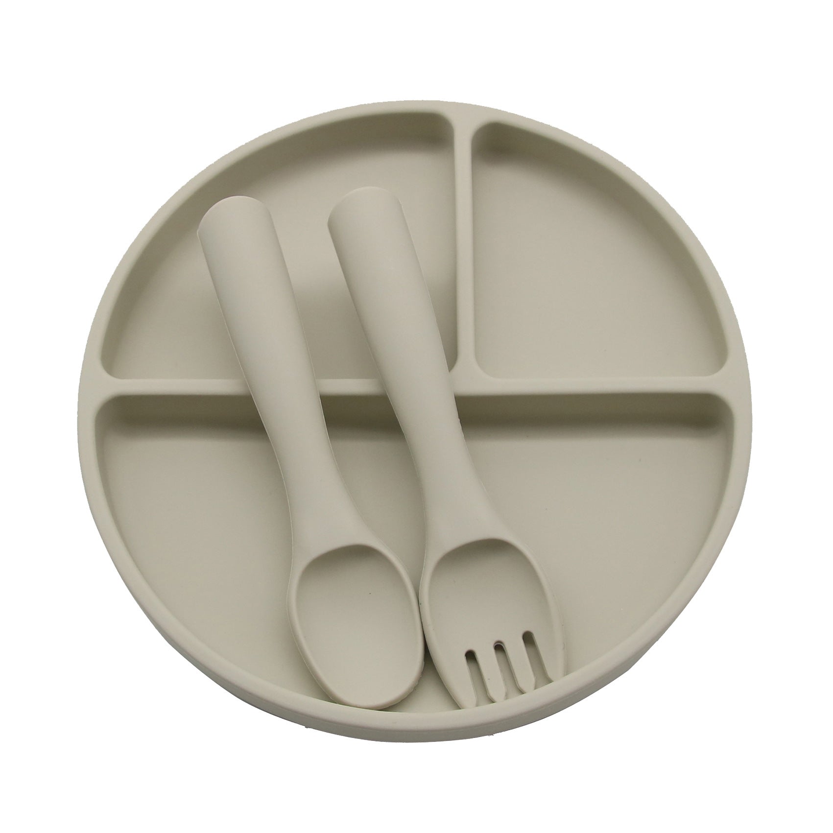 Cross-border wholesale round silicone dinner plate, baby and children's suction cup integrated tableware, learning to eat training grid plate, complementary food bowl