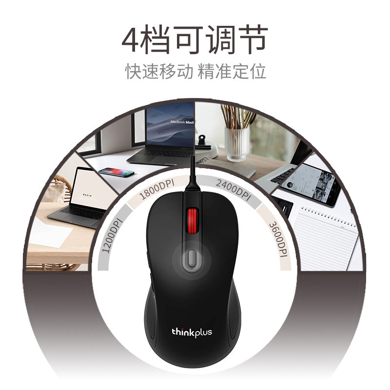 Lenovo thinkplus m10pro wired mouse notebook desktop office usb portable red dot mouse