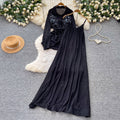 Gentle and lazy style embroidershirt suspender skirt two-piece set for women  spring autumslimming lookelegantfashionsuit