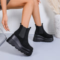European style  autumn new retro soft leather martin boots women's chunky heel platform ankle boots fashion boots