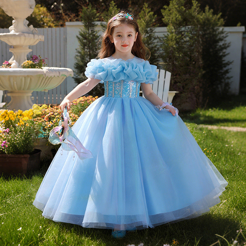 Girls' formal dress - premium openwork birthday princess gown -  new arrival - wholesale single piece - puffy flower girl dress