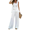 Amazon  european and american cross-border fashion casual set: tank top & wide-leg pants - perfect for vacation or lounging at home (two-piece outfit)