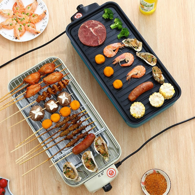 Electric rotisserie grill for home use - multifunctional bbq grill pan, korean style smokeless grill plate, bbq grill, rotating electric grill pan