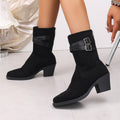 plus sizefall and winternew best selling round toe thick heel slimming look british style women's easiest for match soft bottom buckle bootscasual