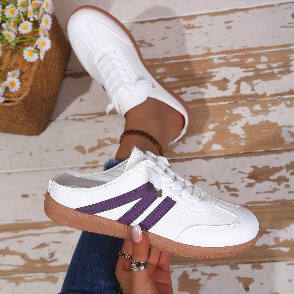 new women's color block german army trainers (gats) - flat, breathable, comfortable, casual sneakers - versatile lace-up loafers