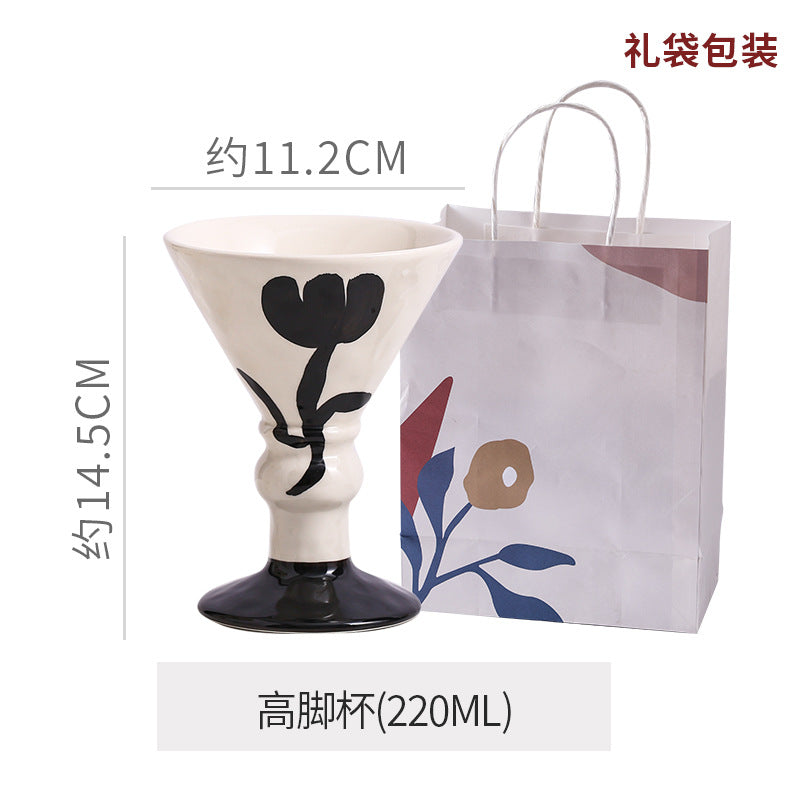Stylish high-looking ins mug household water cup goblet ceramic milk coffee cup couple breakfast gift