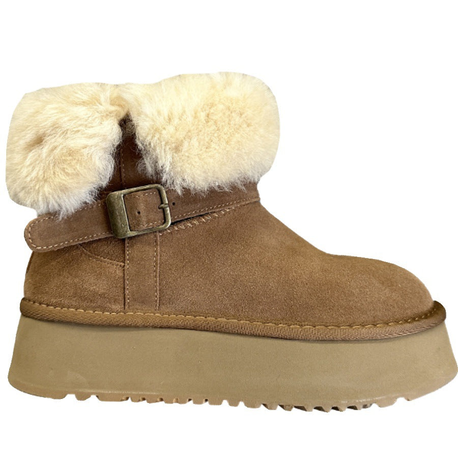 Thick soleknee socks snow boots for women 2025winternew arrivalfleece-linedthickened two-wear northeast snow boots cotton boots