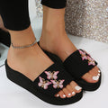 2024 summer new european and american fashion butterfly thick sole slippers women's aliexpress plus size wedge heel flat sandals