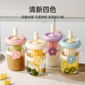 Drop shipping free shipping flower glass cup with lid and straw ins large capacity tea water separation tea cup ins feng shui cup