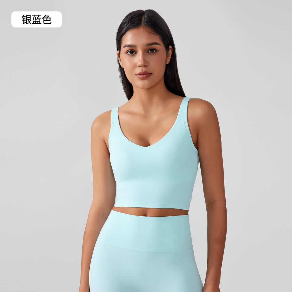 Fixed breast pad vest style sports bra naked shaping yoga intimatesu-shaped back fitness topsag001