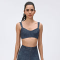 Vintage denim style sports bra high waist tight stretch running training fitness pants sports yoga suit women