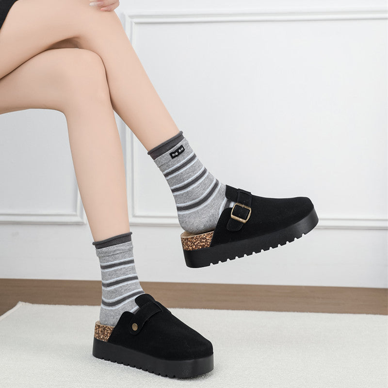 birkenstock slippers toe-cap half-slippers 2025 new spring & fall women's shoes slip-on retro wading pine outer wear wholesale