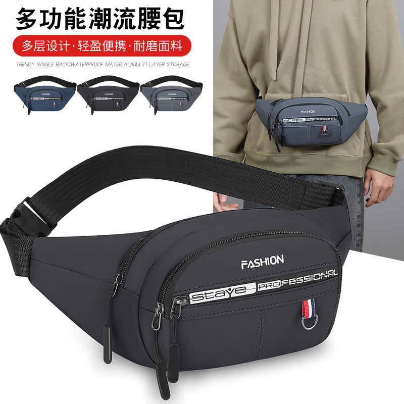 Cross-border new men's fanny pack outdoor travel shoulder bag fashion trend commuting versatile messenger bag cash register breast bag