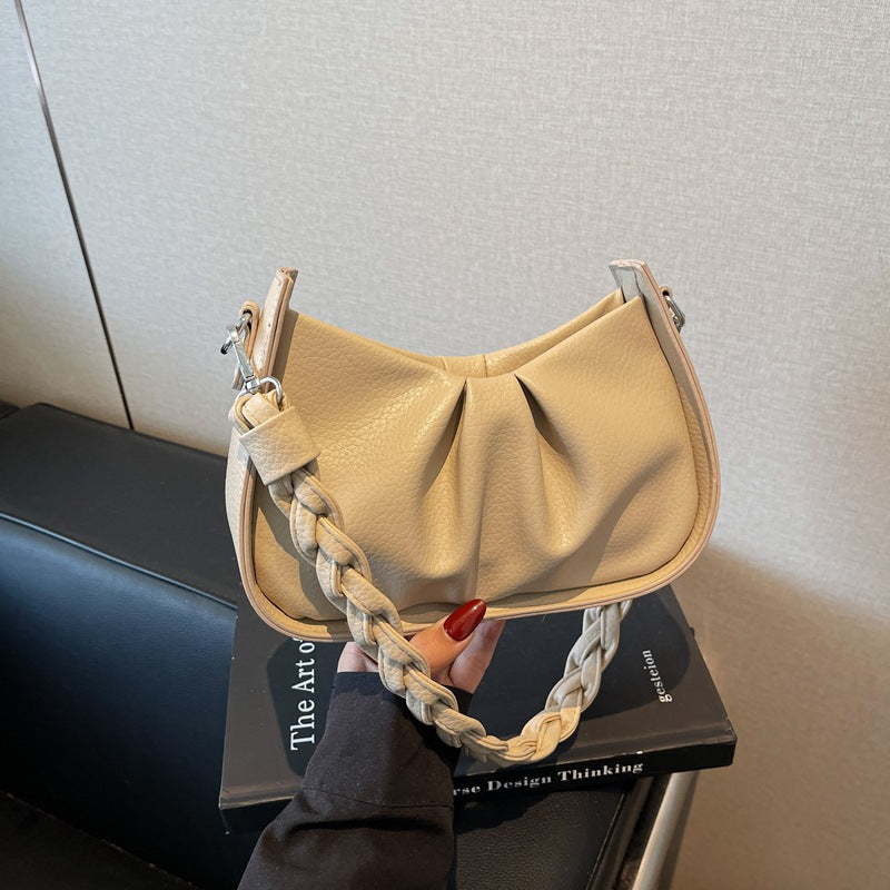 Foreign order this year's popular bag women's 2025 new fashion and casual versatile shoulder underarm bag pleated messenger bag