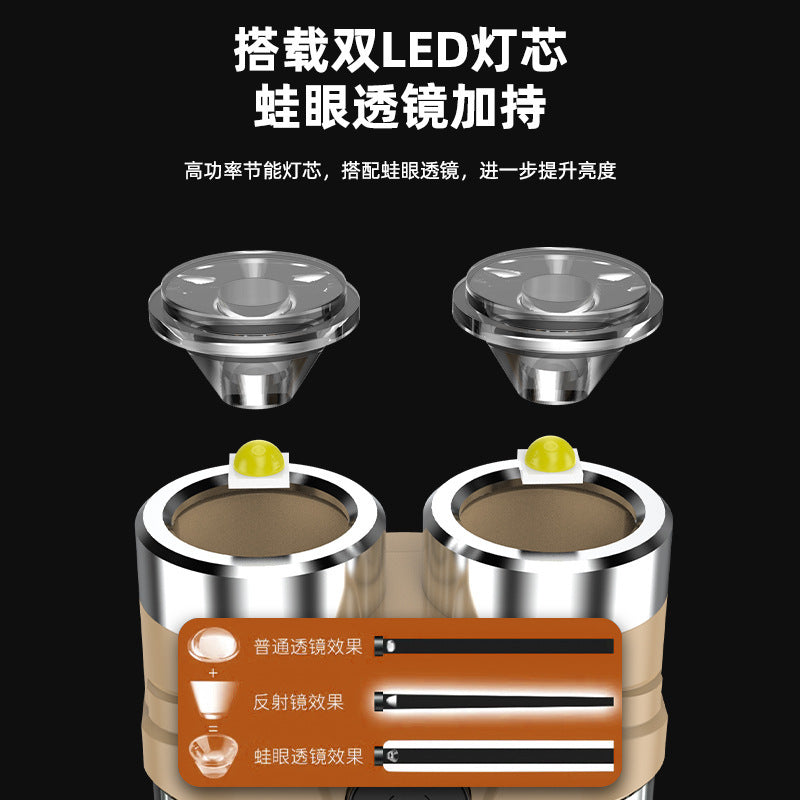 Cross-border new double-lamp mini flashlight Type-C charging outdoor camping warning light LED keychain light