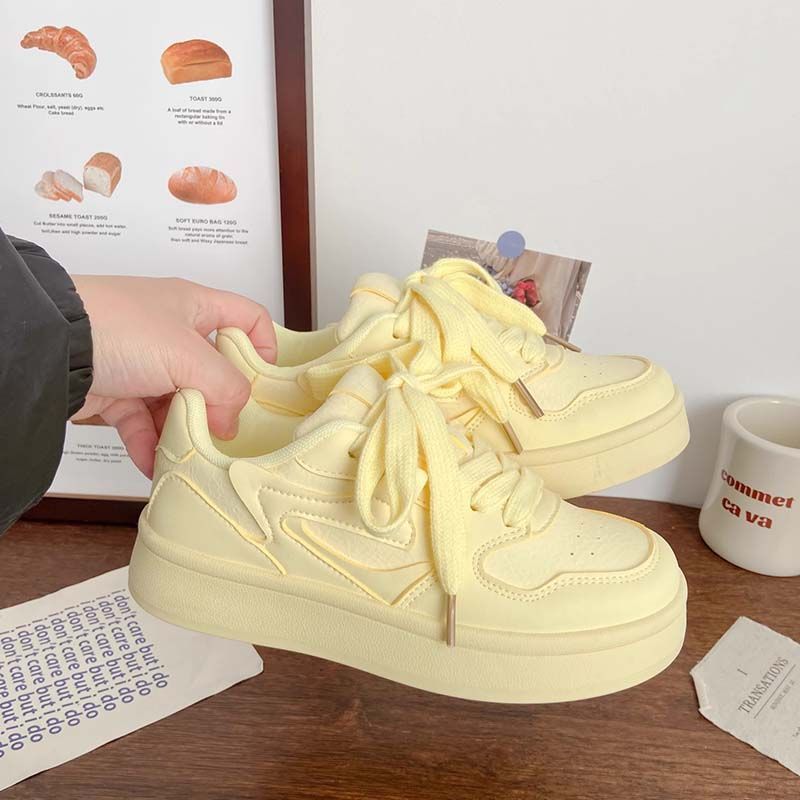 Girls' white sneakers - princess style, chunky sole,  autumn new collection, dopamine fashion