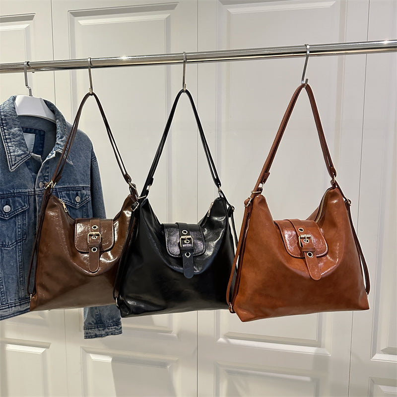 Simple retro large-capacity bag women's 2025 spring new shoulder bag fashion trend foreign commuter tote bag