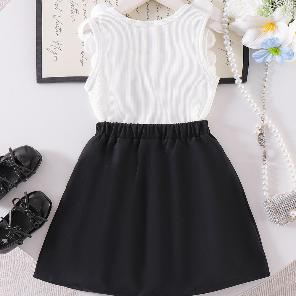 Sweet and adorable girls' sleeveless embroidered mesh dress