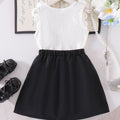 Sweet and adorable girls' sleeveless embroidered mesh dress