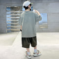 Boys' short-sleeve t-shirt and shorts set - summer  new collection - trendy summer clothing for older boys - kids' summer outfits - children's tops