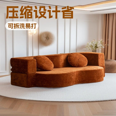 Compressed fabric one-piece sofa bed cross-border small apartment apartment living room removable and washable foldable lazy sofa bed