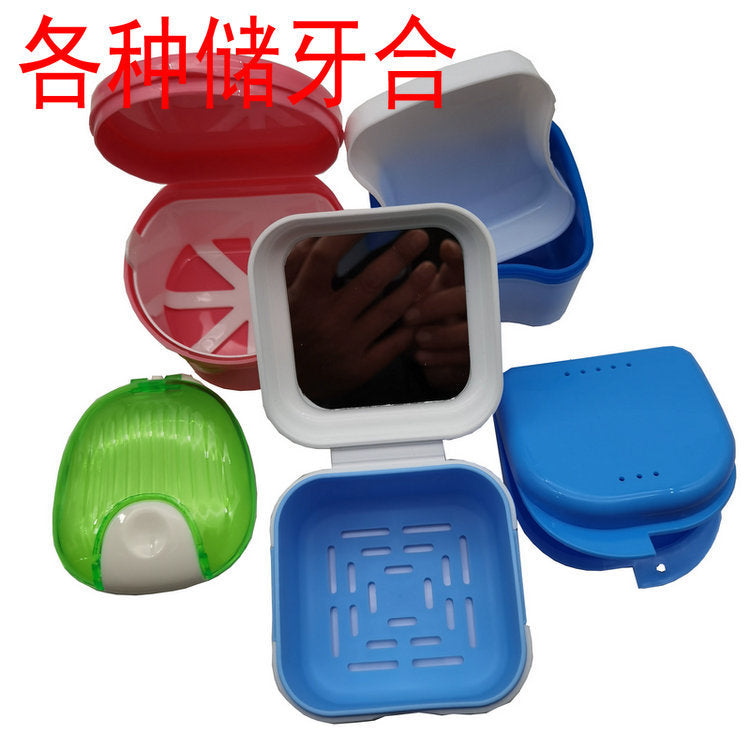 Elderly full denture box at night European double-layer tooth storage box storage box storage holiday tooth cover box holder box