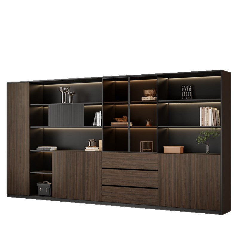 New chinoiserie office file cabinet wooden bookcase boss table background cabinet wall-mounted floor-standing five or six-door cabinetaccessible luxury