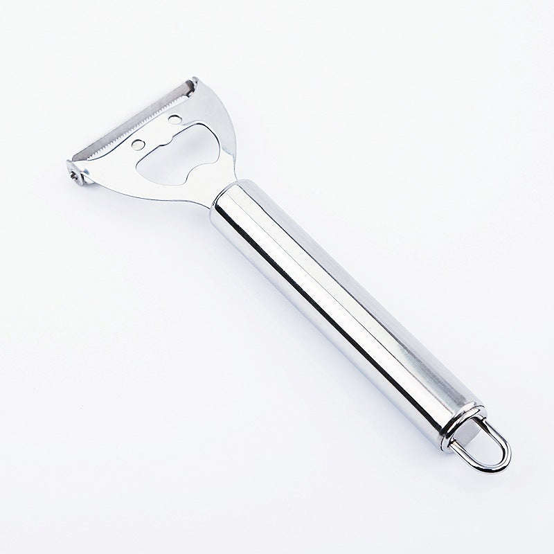 Stainless steel creative smiley face peeler & bottle opener - 2-in-1 kitchen gadget for home use - fruit peeler and corer