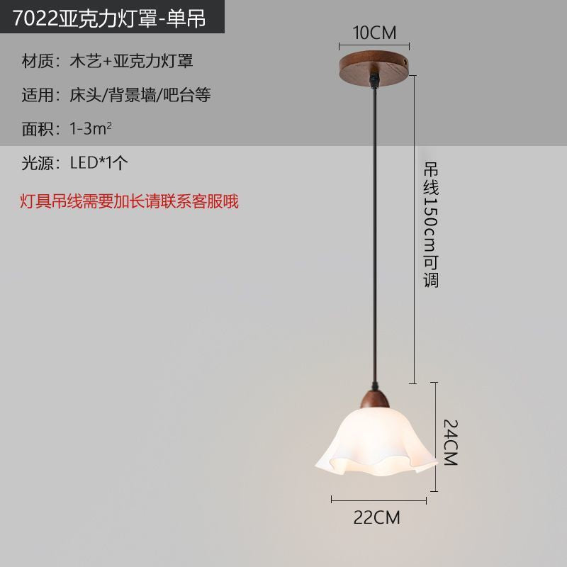Medieval style lamps bedroom bedside small chandelier bedside table retro restaurant aisle new chinoiserie single head long hanging lamp