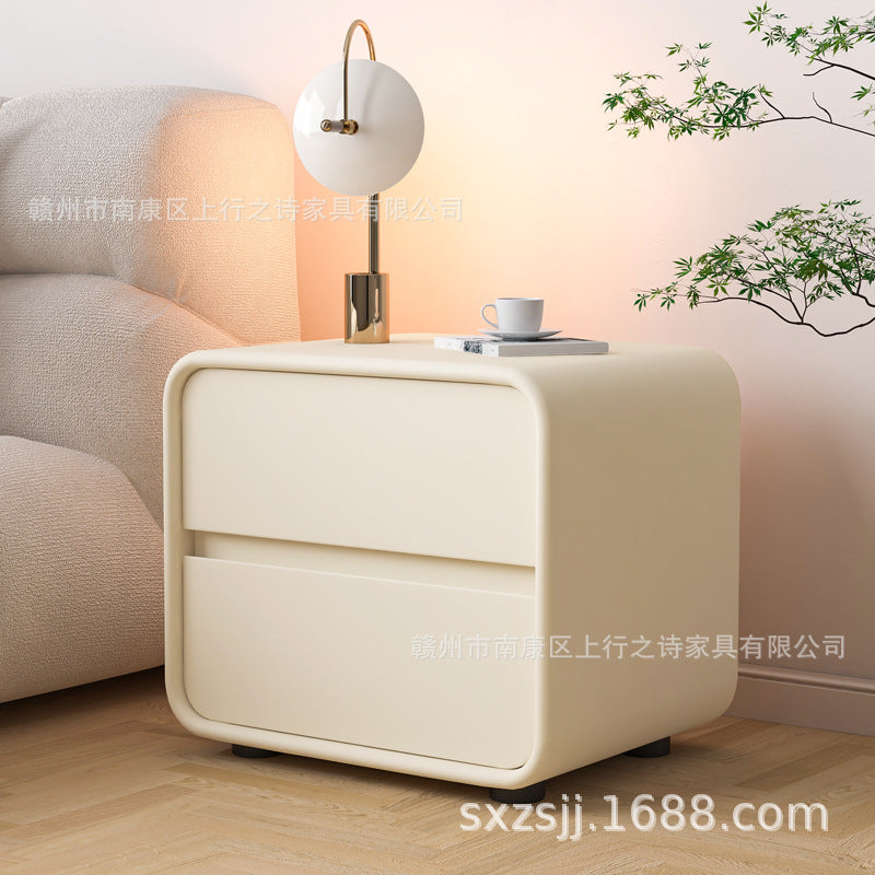 Italian minimalist bedside table, no assembly required, light luxury, simple modern solid wood small bedroom nightstand, master designer