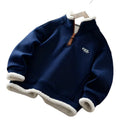 autumn new children's hoodie: embroidered half-zip stand collar top for boys and girls - korean style trendy clothing for mid-to-large children