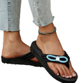 Women's flip-flops summer solid black beach shoes 2025 new style thong sandals chunky sole beach vacation wedge slippers