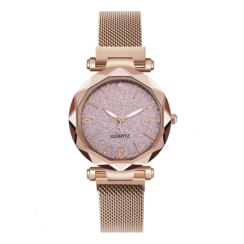 Ready-to-ship wholesale starry sky watches, women's quartz watches with magnetic strap – one-piece dropshipping available