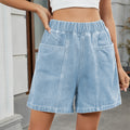 European and american cross-border e-commerce women's summer new arrivals:   washed elastic waist denim casual shorts - trendy style