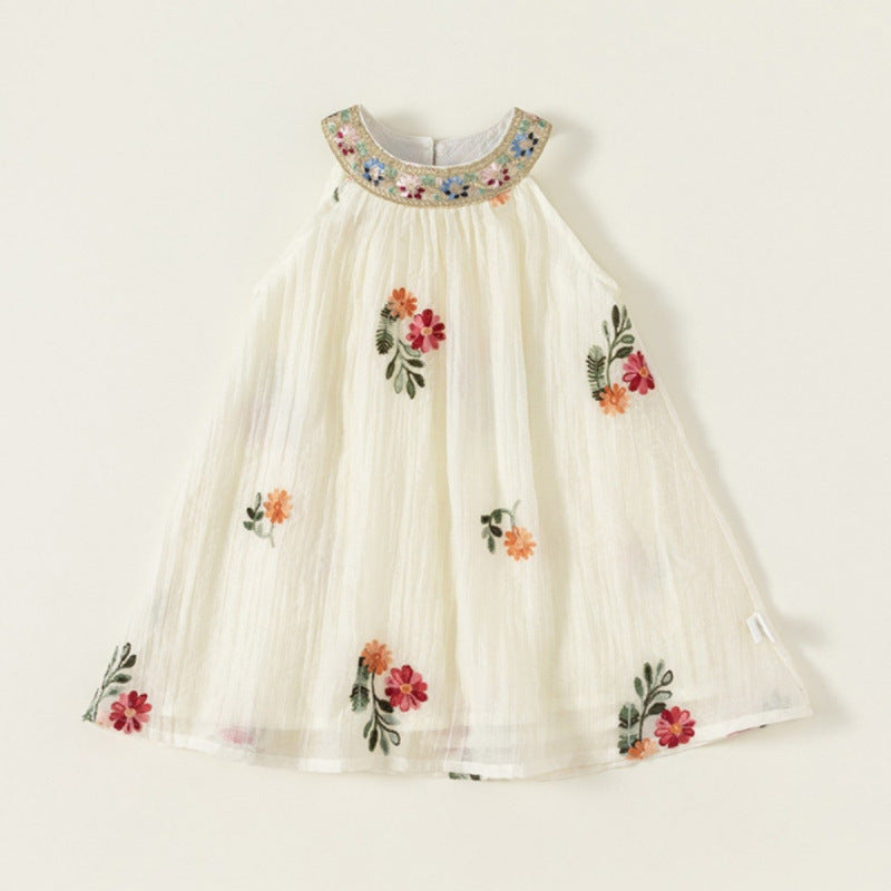 77206 girls' summer dress  new style chic girl's tank dress tulle dress children's princess dress
