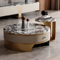 Ready-to-ship luxury stone coffee table - italian modern minimalist round coffee table - light luxury furniture marble coffee table for living room home use