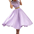 D3134 belt european and american export women's clothing  summer new short-sleeved waist slimming look large skirt cross-border dress