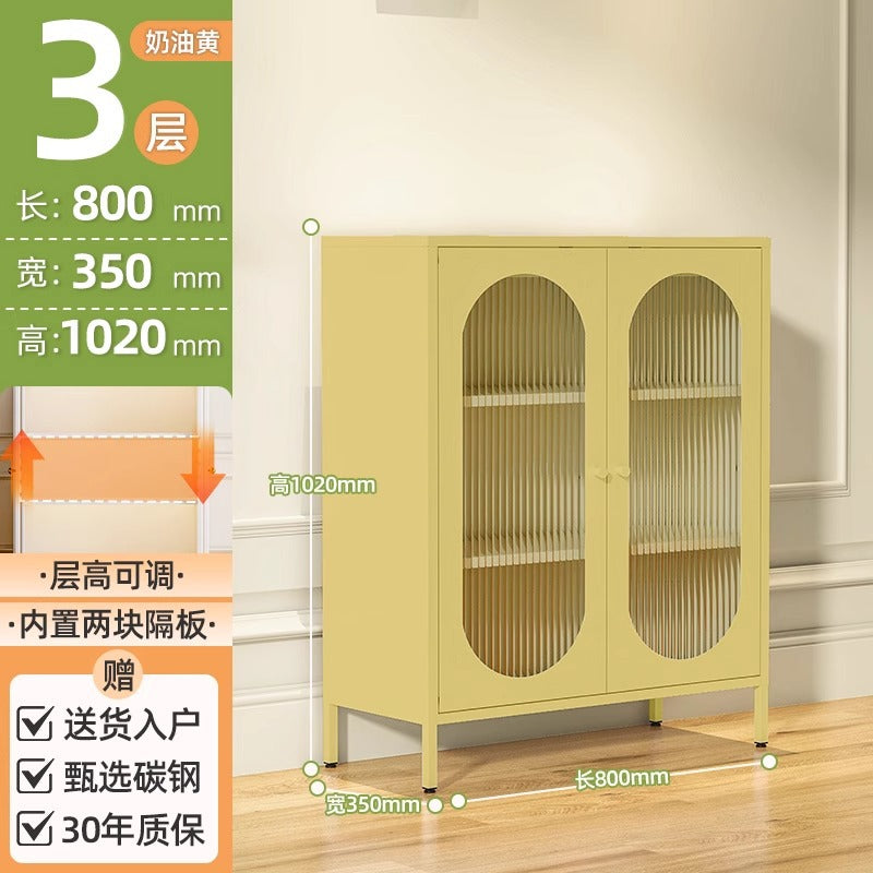 Kitchen and dining room storage cabinet, cream fresh style storage iron cabinet, casual sun panel door, living room tea and sideboard
