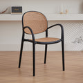 Scandinavian dining chair plastic imitation rattan chair stackable cut out armchair negotiation chair high backrest with accessible luxuryfor home