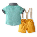 New boys' overalls set - stylish gentleman two-piece: short-sleeve shirt & overalls shorts - boy's tz021