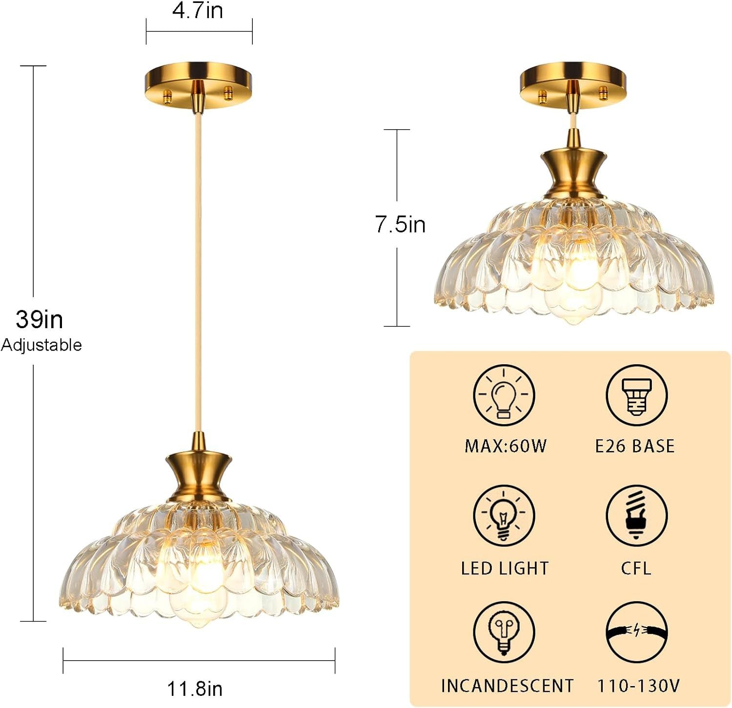 Cross-border modern glass chandelier retro lighting glass fixture for kitchen island dining room bedroom foyer entrance