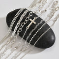 European and american cross-border retro layered bracelet set - 7 piece fashionable and elegant cross & heart hollow-out jewelry set