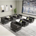 Minimalist sofa and coffee table set for living room, genuine leather sofa for 4s store reception area, single leather armchair sofa combination