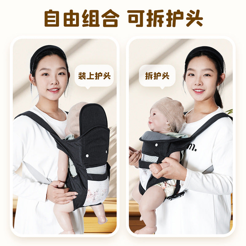 Newborn baby carrier - easy front, cross-carry, and back carrier - multifunctional breathable baby wearing device - breathable carrier