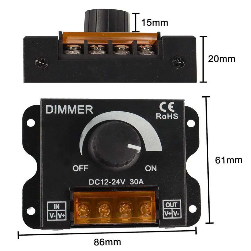 30A knob controller light box sign hard light strip light with brightness dimmer, monochrome stepless iron box toner