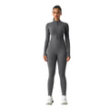 European and american high-stretch bodysuit yoga outfit - half-zip long sleeve workout suit - peach lift butt yoga leggings dlt002