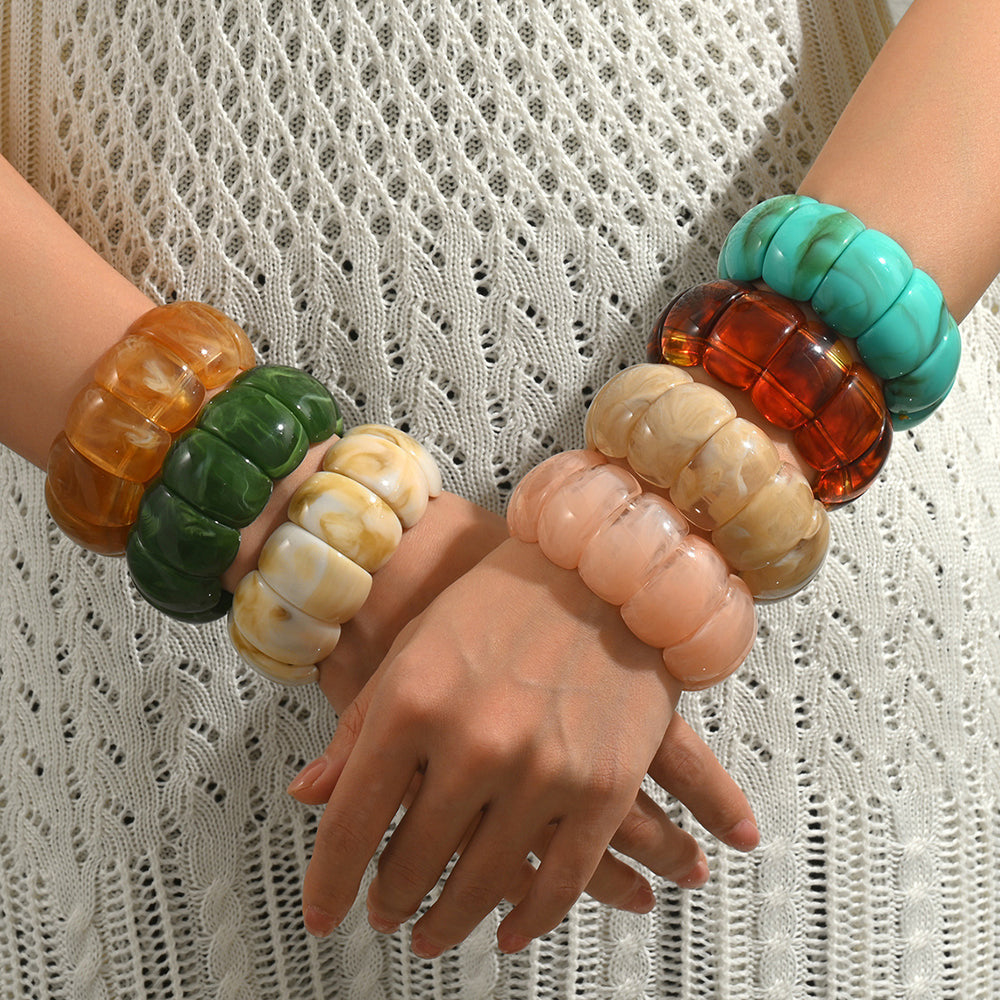 Adjustable resin bracelet wholesale - european & american cross-border jewelry - fashionable, trendy, light luxury, high-end ombre wide bangle for women