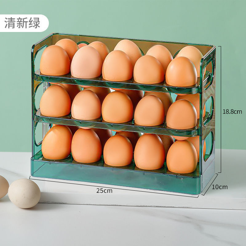 Kitchen Storage Storage Shelf Egg Rack Multi-layer Flippable Rebound Egg Box Refrigerator Side Door Fresh Storage Box